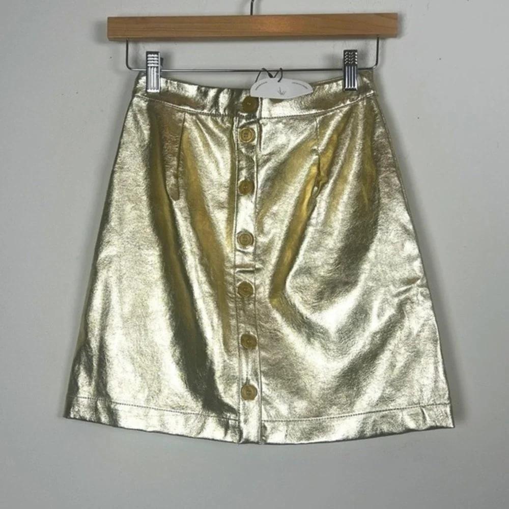 2/$30 Lost + Wander Metallic‎ Vegan Leather Skirt XS NWT